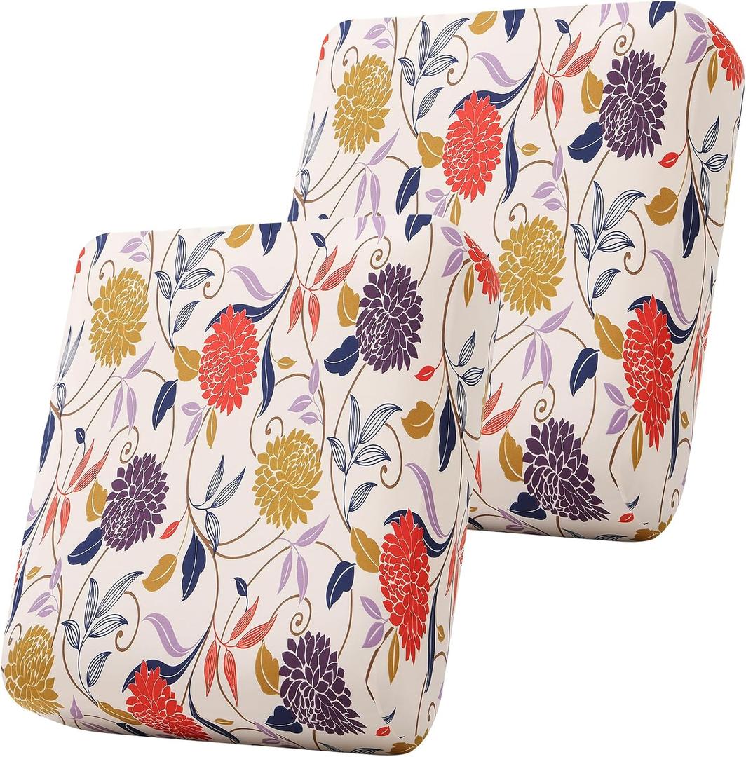 Smiry Printed Couch Cushion Covers, Stretch Soft Couch Covers for Sofa, Washable Non-Slip Sofa Slipcover Furniture Protector for Indoor and Outdoor (2 Pack, Orange)