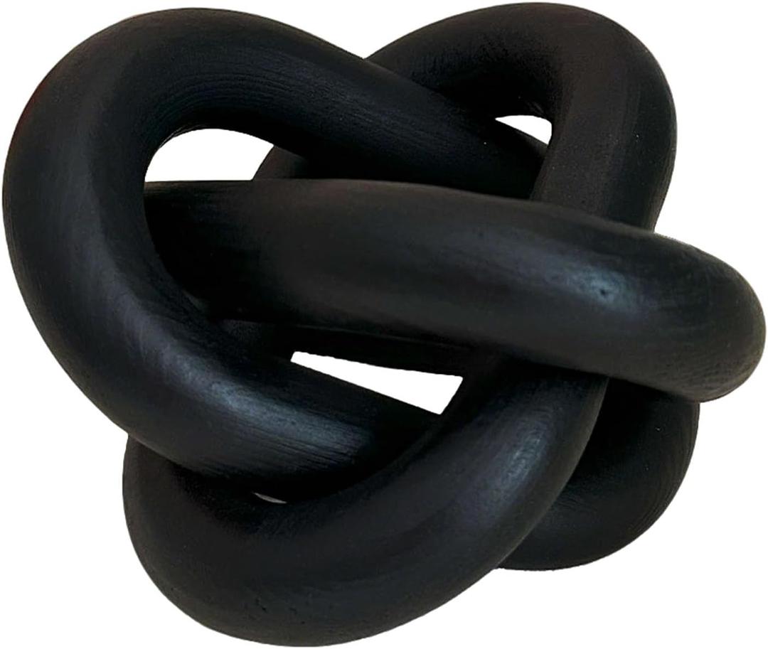 3-Link Wood Chain Link Coffee Table Decor, Black Wooden Knot Decor for Coffee Table Farmhouse Decortive for Home Boho Modern Shelf Decortion(Black)