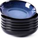 LERATIO Large Pasta Bowls,38oz Ceramic Pasta Bowls,9.0" Reactive Glaze Pasta Bowl Set of 6,Microwave & Dishwasher,Oven Safe,Wide Serving Bowls for Salad,Pasta,Fruit,Scratch Resistant-Blue