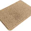 Beige Bathroom Rugs  Absorbent and Washable Bath Mat, Non-Slip, Thick Soft Chenille Bath Rugs for Bathroom Floor, Shower, Sink - 17" x 24"