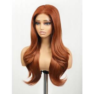 cuiud Auburn Lace Front Wigs for Women 13×4 HD Guleless Synthetic Wig Pre Plucked for Women Natural Lace Hairline Wigs for Beginner Ginner Copper Layered Hair 26inch