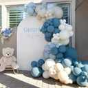 Dusty Blue Balloon Garland Kit - 167pcs Balloon Arch kit with Dusty Blue, Sand White, White Balloons - Perfect for Baby-shower Wedding Boy Birthday Party Decoration