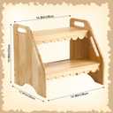 Gerrii Scalloped Wooden Step Stool for Adult Bed Stepstool with Anti-Slip, Heavy Duty for Kitchen, Bathroom, Bedside Stool, Wooden Step Stairs