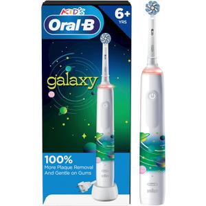 Oral-B Kids Electric Toothbrush with Coaching Pressure Sensor and Timer, Rechargeable Toothbrush with Brush Head, Sparkle & Shine