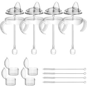 Spout Sippy Cup Conversion Kit for Philips Avent Natural Baby Bottles,Sippy Cups Transition Kit with Soft Spout top,Weighted Straw, Bottle Handle, Cleaning Brush, Dust-Proof Case, 6m+, 4 Pack