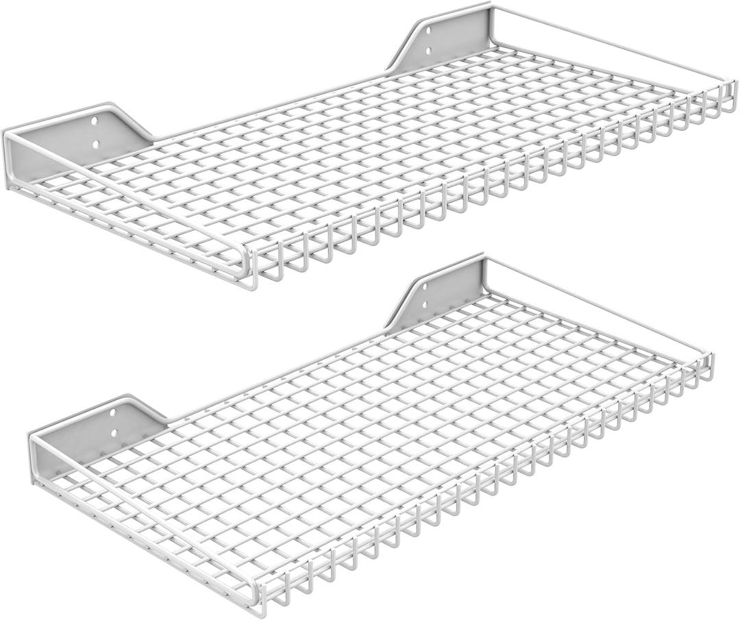 Ultrawall Wall Mounted Storage Shelf for Garage, 2 Pack Metal Shelf Rack, Heavy-Duty Wall Organizer Shelves Suitable for Shop, Shed, Garage 23.5inch x 12inch(White), 23.5 inches by 12 inches