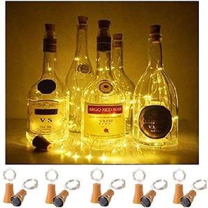 Decorman 10 Pack Solar Powered Bottle Lights, 10 LED Waterproof Copper Cork Shaped Lights for Wedding/Christmas/Outdoor/Holiday/Garden/Patio/Yard/Pathway Decor (Warm White)
