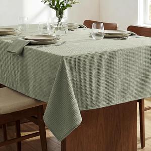 H.VERSAILTEX Rectangle Tablecloth Waffle Textured Waterproof Table Cloth Stain Resistant Wrinkle Free Washable Decorative Table Cover for Dining, Kitchen, Wedding and Parties (60x84 Inch,Sage)