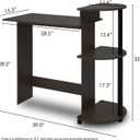 Furinno Compact Desk, 28.5" Wide Gaming Desk with Shelves, Computer Desk with Book Shelf, Office Desk for Home Office, Study Room, Dorm, Bedroom, Espresso, Round Side Shelf