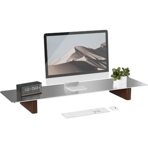 Aluminum Monitor Stand Riser with Wooden Legs, 31.5" Wide