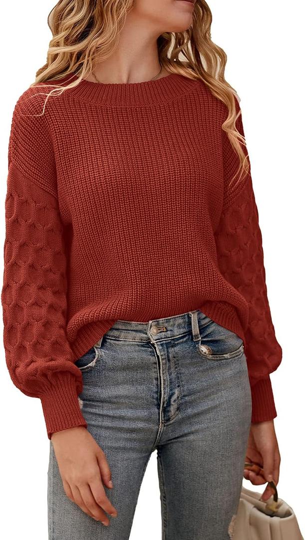 PRETTYGARDEN Women's Fall 2026 Pullover Sweater Casual Long Sleeve Loose Chunky Knit Tops Blouse Winter Fashion Clothing (L)