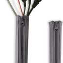 Flexible Cable Management Sleeve with Zipper - Extendable Cord Organizer System Wrap Wire Cable Cover Sleeve Holder, Keep Home & Office Clean Safe Protector for TV/Media, Grey, 39 Inches, 2 Pcs