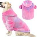 Fuzzy Dog Hoodie Sweater for Large Dogs Warm Winter Dog Clothes with Double-Sided Plush Fleece Soft Stretchy Pet Coats Hooded Sweatshirt for Medium Large Dogs (XXL (Back: 30.71",Chest:37", Neck: 27.56"), Rose+Pink+Purple)