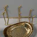 Ceramic Fruit Bowl for Kitchen Counter, 3 Tier Fruit Basket with Metal Stand, Tiered Fruit Rack for Countertop, Modern Multi Serving Bowl for Party Dessert, Vegetable, Snack, Small & Cute(Gold) (10.6"L x 7.5"W x 14.2"H)