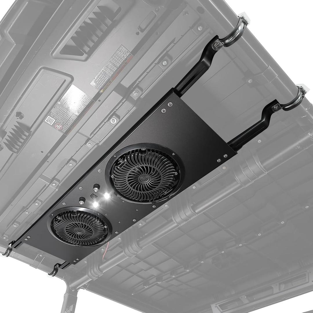 KEMIMOTO UTV Fan, Dual 8" Large Cab Cooling Fan with Variable Speed Dial, 12V Overhead Cooling Fan with Dome Light Compatible with Polaris Ranger, RZR 2024+, Can-Am Defender