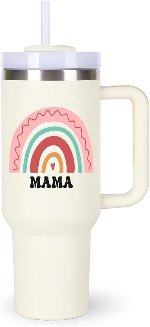 momocici Mama Gift Ideas.40oz Mama Tumbler with Handle.Mama Cup Tumblers.40oz Birthday Mothers Day Christmas Cups Tumbler Gifts for Mama.