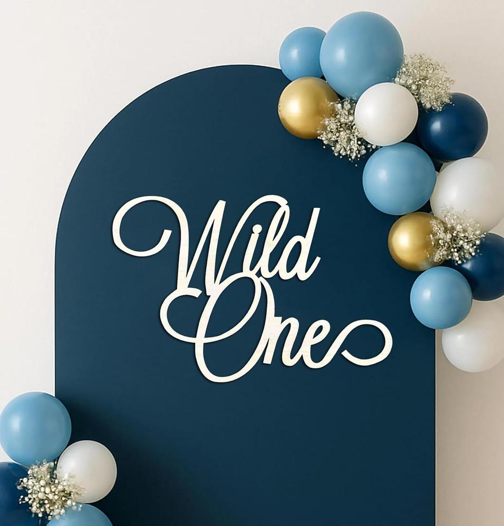 Wooden Wild One Sign for Backdrop, Jungle Theme Party Decorations, First Birthday Party Decoration for Anniversary Baptism Baby Shower Decor