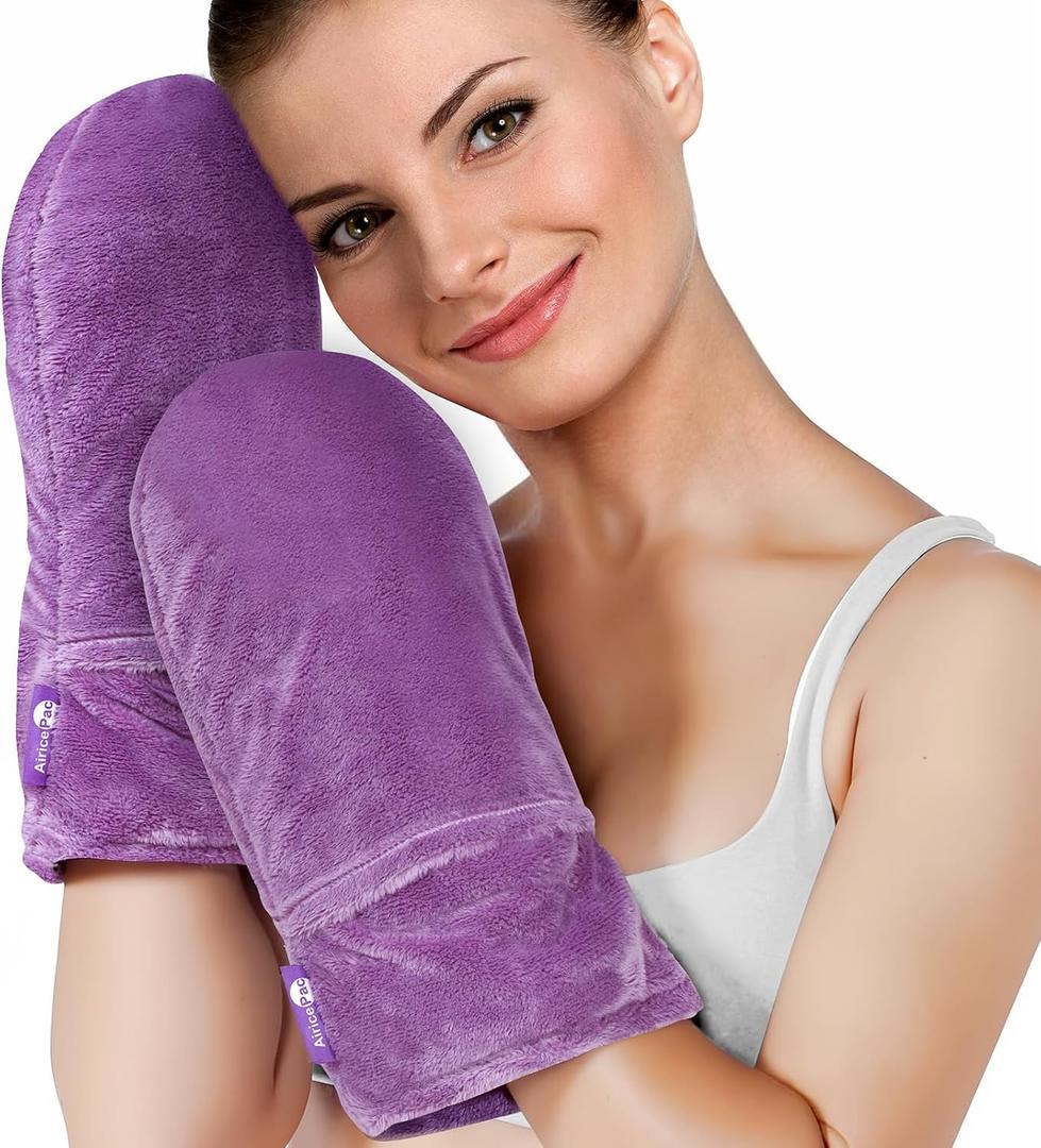 Heated Mitts for Arthritis, Microwavable Hand Warmer for Women Men in Cases of Stiff Joints, Trigger Finger, Warm Therapy Mittens Unscented Hand Muff, Purple