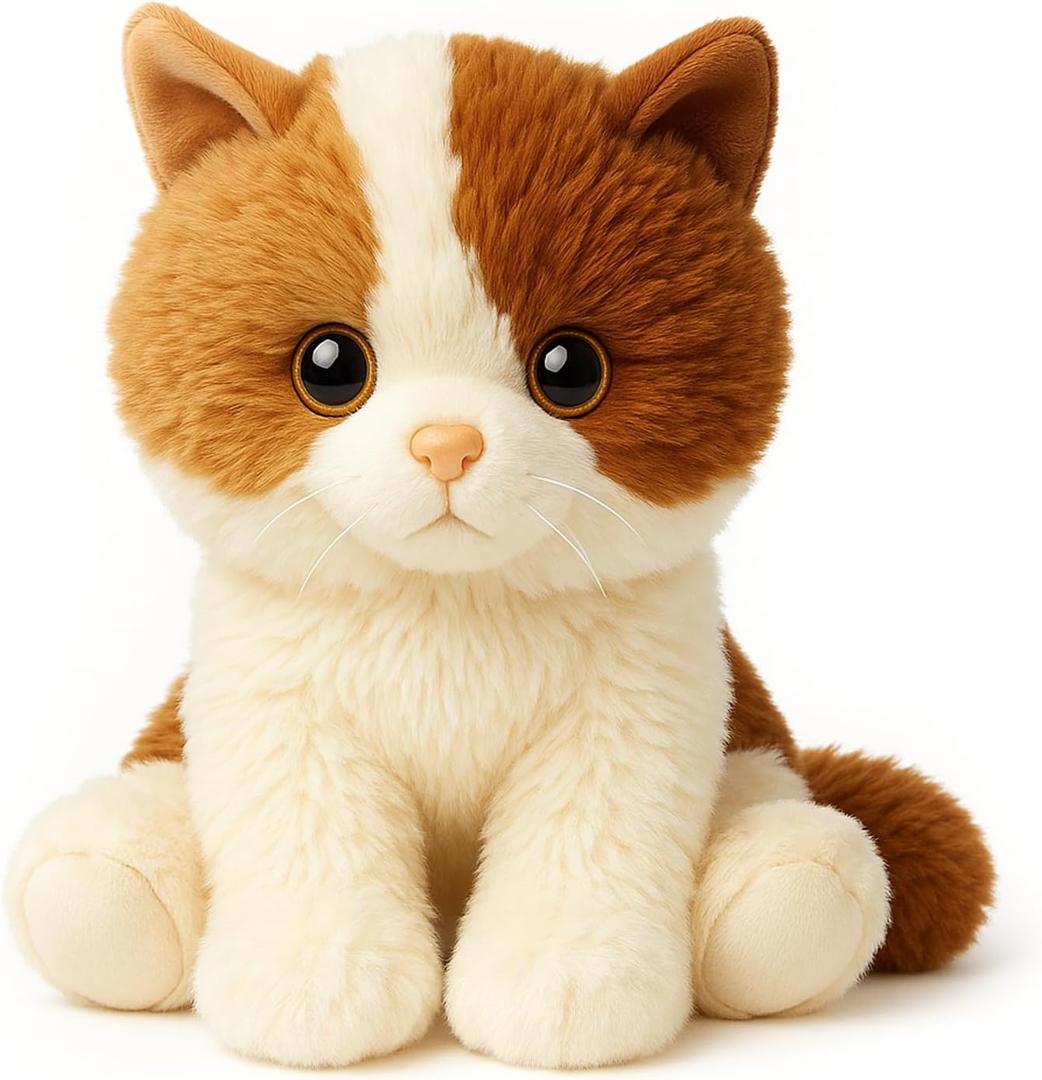 WEGEDU Tabby Kitten Cat Stuffed Animal - Calico Kitty Plush Toy for Kids and Babies, Bedtime and Birthday Gift, 14.6 inches