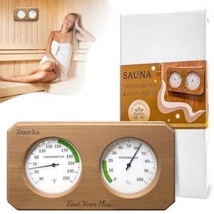 Zoorka Fahrenheit Sauna Thermometer and Hygrometer 2-in-1, Handcrafted from Canadian Red Cedar Wood, Professional-Grade Sauna Accessories for Sauna & Home Spa