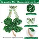 2PCS St. Patrick's Day Shamrock Wreath,St. Patricks Day Decorations,Irish Lucky Green Shamrock Spring Hanging Decor for Front Door,Walls Mantel, Outdoor,Indoor