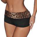 SweatyRocks Women's Leopard Print Mini Shorts Color Block Drop Waist Y2K Streetwear Shorts (Medium, Black)