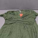 WEACZZY Women's Summer Short Sleeve Casual Dresses V-Neck Floral Party Dress with Pockets Army Green XXL