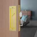 Modern Pocket Door Hardware Set - Privacy Lock with Finger Flush Pulls & Soft Close, for Sliding Barn Doors, Pocket Doors, Bedroom (Gold, Privacy)