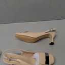 Women's Low Heel Slingback Pumps Square Toe Buckle Patent Leather Elegant Comfortable Dress Shoes (8, Nude)