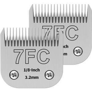 zzysfus Size 7FC/4FC Detachable Pet Dog Clipper Blades, Compatible with Most Oster A5, KM Series Clippers,Made of Ceramic Blade & Stainless Steel Blade, 2 Pack