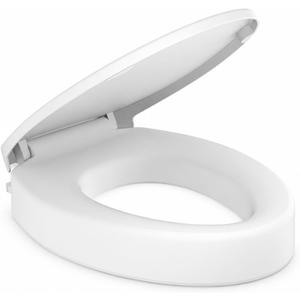 ELLAI Raised Toilet Seat for Elongated Toilets, 3.5 Inch Elevated Toilet Seat Riser with Soft-Close Design, Easy Installation, 400 lb Capacity, White