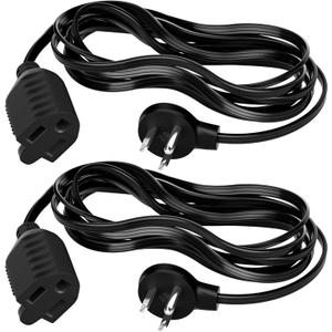 Elecan Flat Plug Extension Cord 2 Ft 2 Pack with Slim Space-Saving Plug Design, Thin Flat Cable Low Profile Power Cord 3 Prong Grounded Wire, 16 Gauge 13 A/125 V-Black-ETL Certified