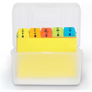 H4D Index Card Holder 4x6 Inches with 25 Plastic Dividers, Clear
