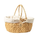 Geytetqi Wicker Picnic Basket with Handle and White Liner, Perfect for Couples, Families, and Friends. HandWoven Water Hyacinth Basket with Lining for Outdoor Dining and Home Decor
