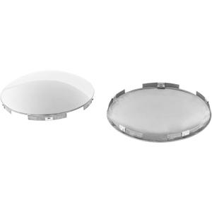 Semi Truck Hub Cap Cover - 5 Even Notched - for Front Wheel Universal Fit - 2 Pc Pack, Lip: 7/16" with pre-Installed Clips (Dome Top, Stainless Steel)