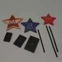 FairySandy 3 Pcs 4th of July Day Table Signs Patriotic Decorations Decoration Wooden Star Table Decoration Independence Day Blocks Tiered Tray Decor Freestanding Table Signs