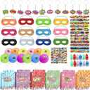 122 Pcs Hero Party Favors - Hero Mask Slap Bracelets Keychains Stickers Punch Balloons Finger Lights and Gift Bags Party Supplies Birthday Decorations