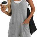 Ekouaer Womens Summer Casual Sleeveless Rompers Loose Spaghetti Strap Shorts Overalls Outfits 2025 Jumpsuits With Pockets (Gray, L)
