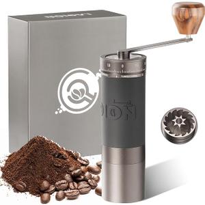L6 Manual Coffee Grinder with Straight Handle, Hand Coffee Grinder for Espresso, Moka, Drip, French Press with External Adjustment Ring, Precision-Consistent Stainless Steel Conical Burr