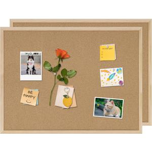 DAHAPYBOO Cork Board 2Pack, 24x18 Bulletin Board for Office with Pin Oak Wood Boards, Message Board or Vision Board.