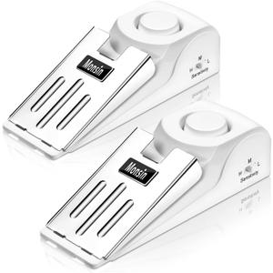 Door Stop Alarm, Door Stopper with 120DB Security Alarm, Floor Wedge Doorstop for Travel Apartment Home House (Pack of 2) (White)