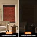 LazBlinds Cordless Blackout Bamboo Roman Shades, Room Darkening Blinds for Interior Windows, Thermal Insulated Roll Up Bamboo Blinds for Home & Patio, 30" W x 64" H, Penang Teak