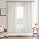 Semi Sheer Linen Curtains 72 Inches Long Neutral Country Cream Ivory Birch Flax Linen Light Filtering Pinch Pleated 72 Inch Curtains Back Tab for Door Cabin Closet 2 Panels Set Boho Farmhouse Decor (Natural)