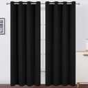 LEMOMO Blackout Curtains 52 x 84 inches Long Black Curtains Set of 2 Panels Thermal Insulated Room Darkening Curtains for Bedroom