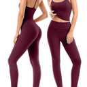 Matching Workout Sets for Women,Breathable Sport Bras & Seamless Leggings,2 Piece ActiveWear Outfits for Pilates/Gym/Athletic (Red, S)