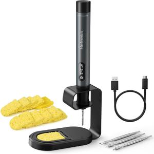 Nefeeko Soldering Iron Kit, Cordless Soldering Iron with LED Display, 7s Fast Heating(392-842F), Auto Sleep/Off, Interchangeable C210 Soldering Tips, Portable Tin Melting Tools for Precision Repair