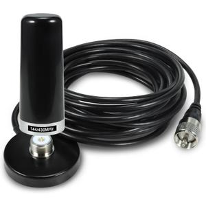 BASIKER 3 Inch Vehicle Mobile Ham Radio Antenna Dual Band VHF UHF 136-174MHz 400-470MHz, NMO Magnetic Base Mount SO239 PL-259 Plug 16.4ft RG58 Coaxial Cable, CB Radio Antenna Truck Car Accessories