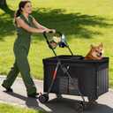 Medium Dog Stroller for Large Dogs,Pet Stroller for Medium Dogs | Loading Max Up to 100lbs, All-Terrain with Handle & Canopy,Storage Organizer, Waterproof Oxford Fiber Black