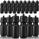 Nitial 24 Pcs Sports Water Bottles Bulk 22 oz Reusable Sports Squeeze Water Bottles Blank Plastic Easy to Open with Pull Cap for Bike Cages for Gym Fitness Dishwasher Safe (Black)