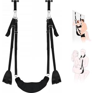 BDSM Sex Swing Bondage Restraints - Updaged 2 in 1 Door Sex Swing & Thigh Sling with Adjustable Straps Soft Plushs Thicked Metal Holds up to 400lbs,Sex Things for Couples Kinky Adult Sex Toys
